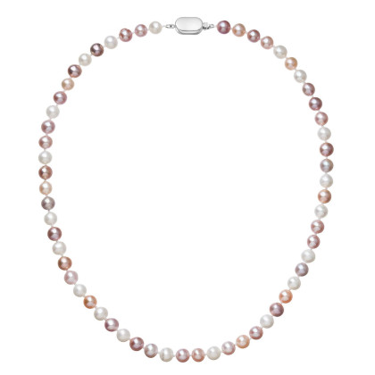 Perlový náhrdelník z říčních perel se zapínáním z bílého zlata 822004.3/9269B multi