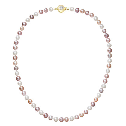 Perlový náhrdelník z říčních perel se zapínáním ze zlata 922004.3/9270A multi