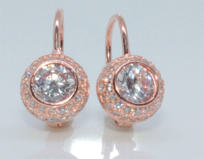 Visací pozlacené stříbrné náušnice se zirkony 308031