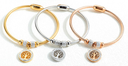 Náramek z chirurgické oceli strom života JCFGH925