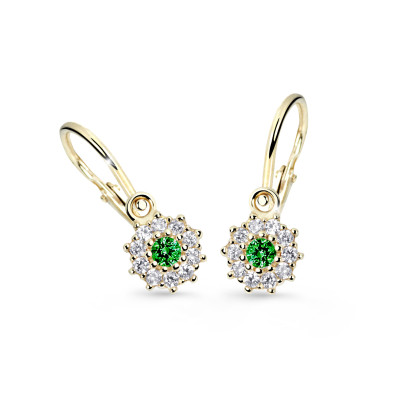 Zlaté dětské náušnice Cutie Jewellery C2149Z-Zelená