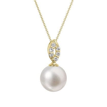 Zlatý náhrdelník s perlou a brilianty 92PB00040
