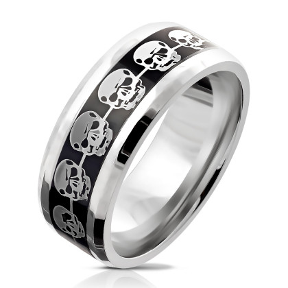 Ocelový prsten pro muže 6035-lebka