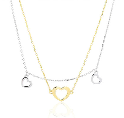 Stříbrný pozlacený náhrdelník se srdíčky 3139180001
