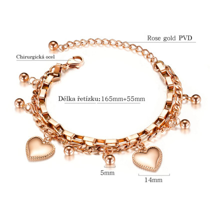 Ocelový náramek srdce SEGS1038