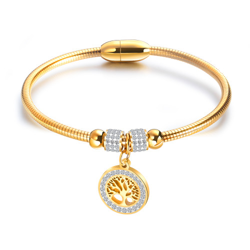 Ocelový náramek zlatý strom života JCFGH925GD