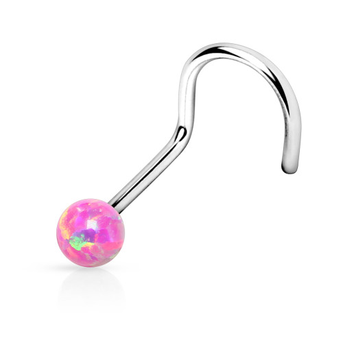 Piercing nosu s opálem SENOSE17-Růžová