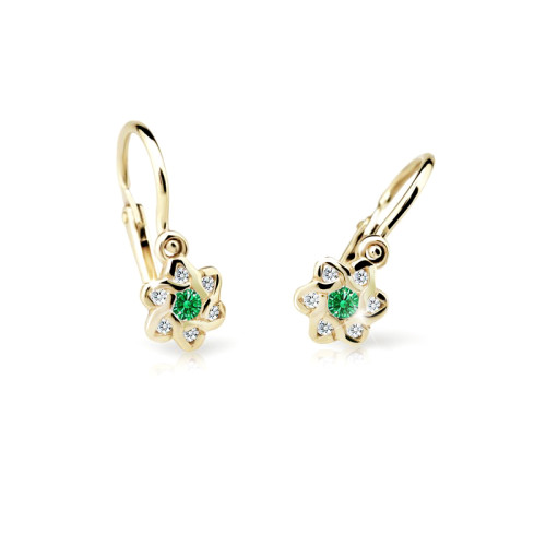 Dětské naušnice zlaté Cutie Jewellery C2149Z-Green