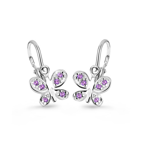 Dětské náušnice se zirkony Cutie Jewellery C2748B-Fialová