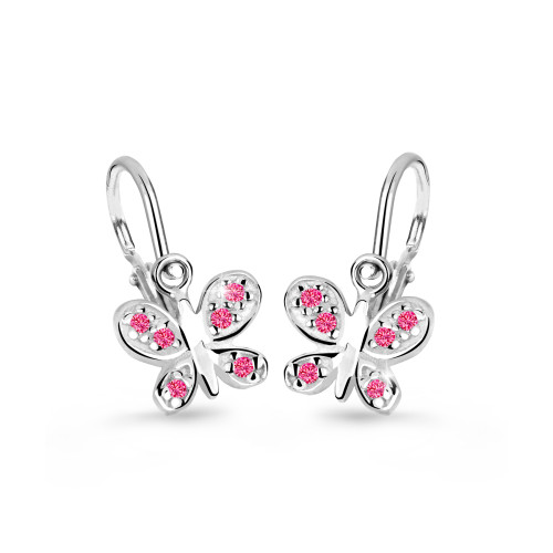 Dětské náušnice se zirkony Cutie Jewellery C2748B-Malinová