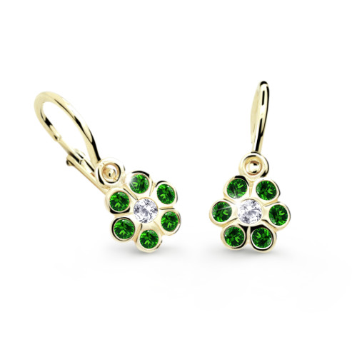 Dětské naušnice zlaté Cutie Jewellery C1737Z-Zelená