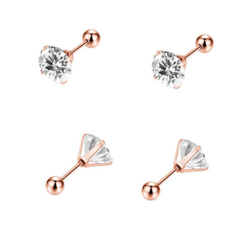 Pozlacené náušnice z chirurgické oceli na šroubek WJHE1246-Bilá