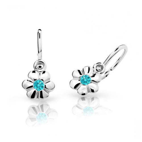 Dětské naušničky z bílého zlata Cutie Jewellery C1736B-Zeleno modrá