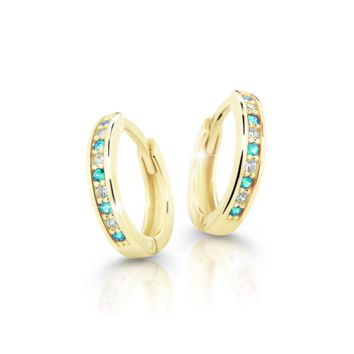 Dětské náušnice kroužky zlaté Cutie Jewellery C3342Z-Zeleno modrá