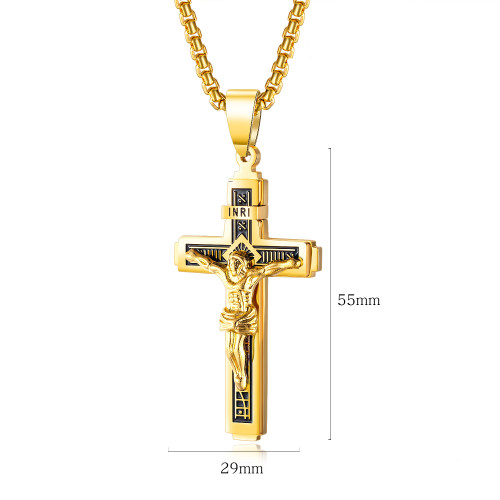 Ocelovýá přívěšek křížek + řetízek SEGX1626