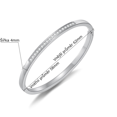 Ocelový náramek se zirkony SEGH1017