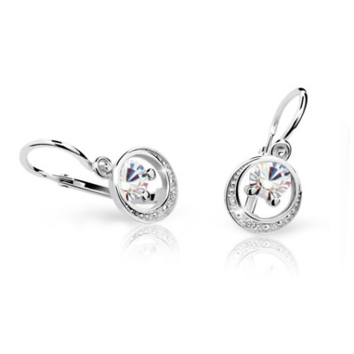 Dětské náušnice Cutie Jewellery C1997B CZ White -Bílé zlato 585/000