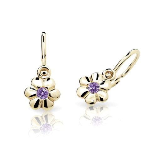 Zlaté dětské náušnice Cutie Jewellery C1736Z-Fialová