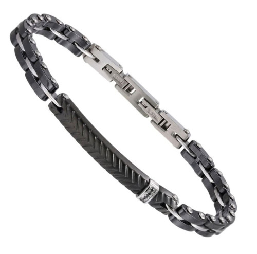 Náramek z chirurgické oceli a keramiky CBS38