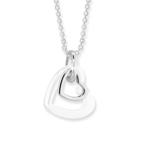 Náhrdelník srdce ze stříbra a keramiky Cerafi CUORE BIANCO 321