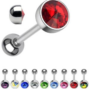 Ocelový piercing do jazyka Swarovski elements 04