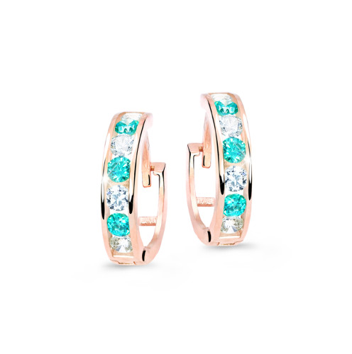 Dětské náušnice zlaté C3345R-Zeleno modrá