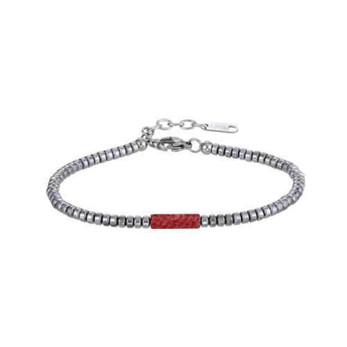 Hematitový náramek s tyrkysem MBSS179-RED