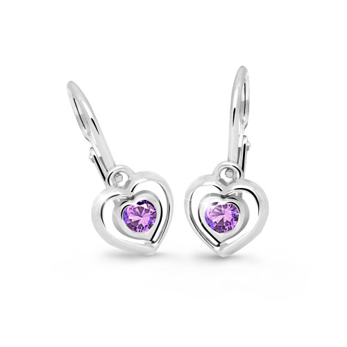 Dětské náušnice bílé zlato Cutie Jewellery C2751B-Fialová