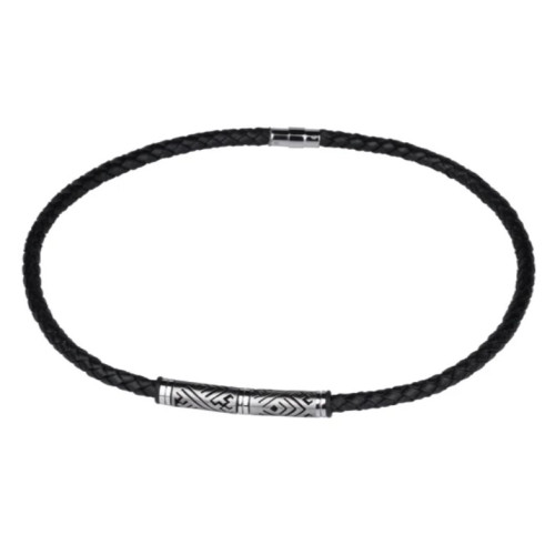 Kožený pánský náhrdelník NSS295BK