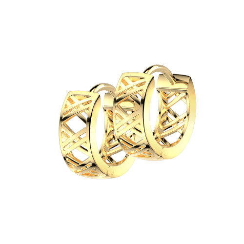 Zlaté náušnice kroužky z chirurgické oceli SESE4562GD