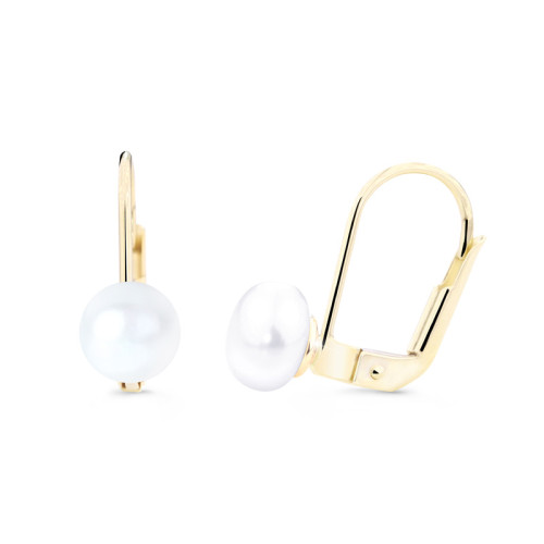 Visací zlaté náušnice s pravou perlou Z8002Z-KL
