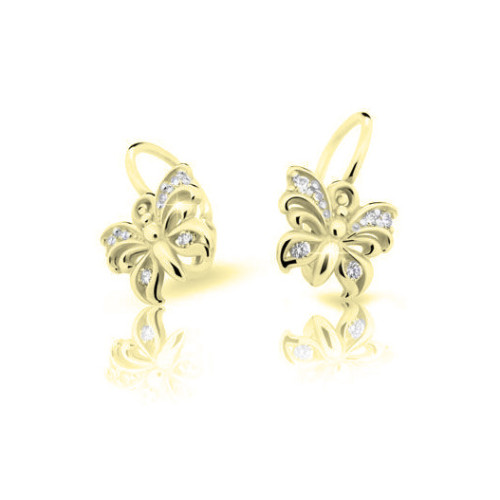 Zlaté dětské náušnic eCutie Jewellery C2226Z CZ White