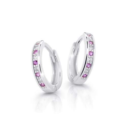 Náušnice kroužky z bílého zlata Cutie Jewellery C3342B-Fialová