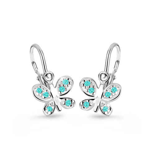 Dětské náušnice se zirkony Cutie Jewellery C2748B-Zeleno modrá