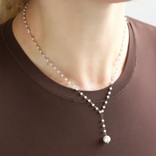 Elegantní náhrdelník z pozlacené chirurgické oceli NSS1048