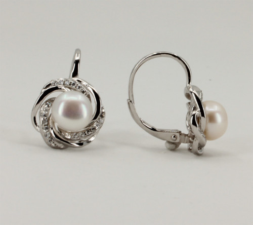 Visací stříbrné náušnice perly 31210001