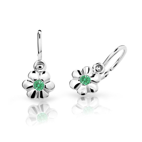 Dětské naušničky z bílého zlata Cutie Jewellery C1736B-Zelená