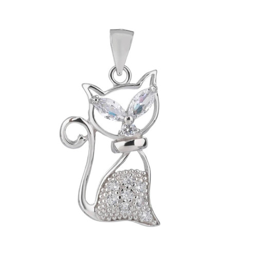 Stříbrný přívěsek na krk kočička 302054009