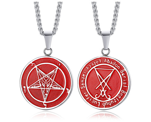 Ocelový přívěsek pentagram v kruhu JCFPN1161RS