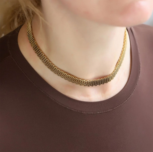Pozlacený náhrdelník choker chirurgická ocel NSS1041