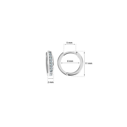 Dětské náušnice bílé zlato se zirkony C3342B-Rozměry