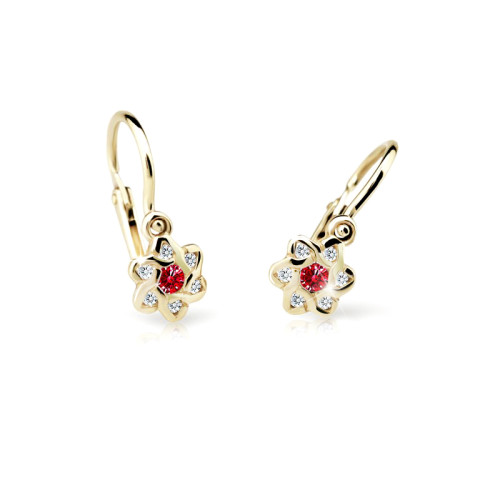 Dětské naušnice zlaté Cutie Jewellery C2149Z-Ruby Dark