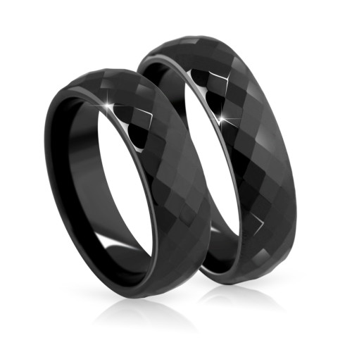 Prsten z keramiky pro ženy a dívky Cerafi 102 Facceta Nero