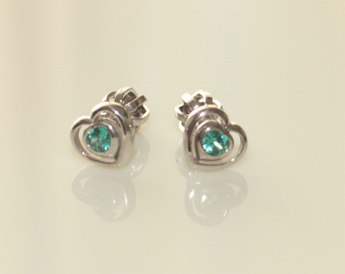 Dětské náušnice srdíčka C2752B-Mint Green