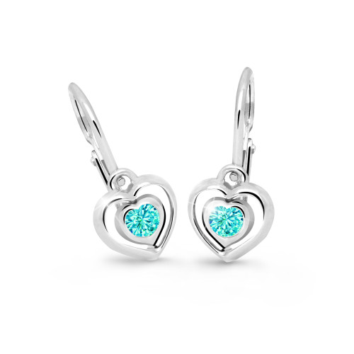 Dětské náušnice bílé zlato Cutie Jewellery C2751B-Zeleno modrá