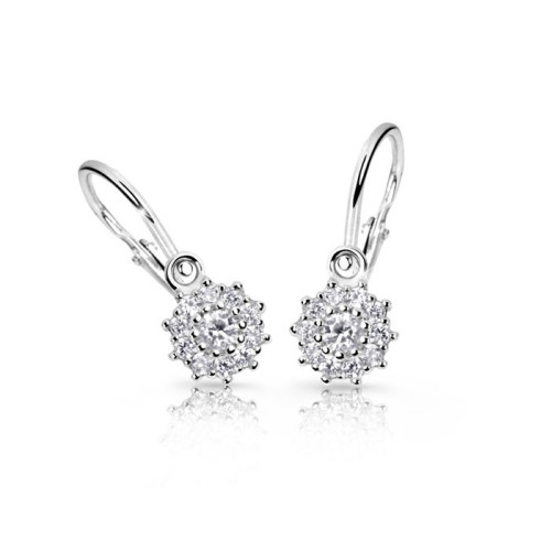 Zlaté dětské náušnice z bílého zlata Cutie C2749B CZ White