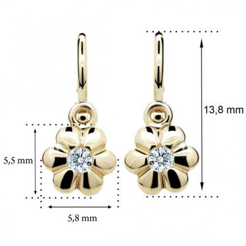 Dětské náušnice zlaté Cutie Jewellery C1736Z-Rozměry