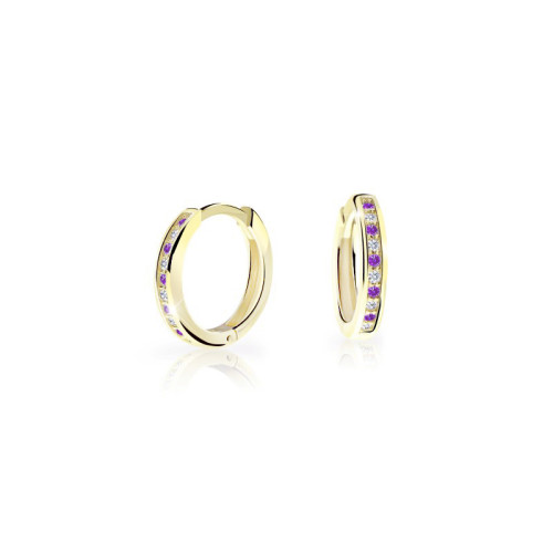Zlaté náušnice kroužky Cutie Jewellery C3343Z-Fialová