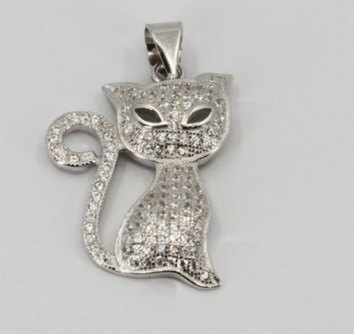 Přívěsek kočka stříbro se zirkony 302945006