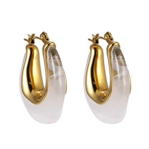 Pozlacené ocelové náušnice s pryskyřicí MESS45 - White